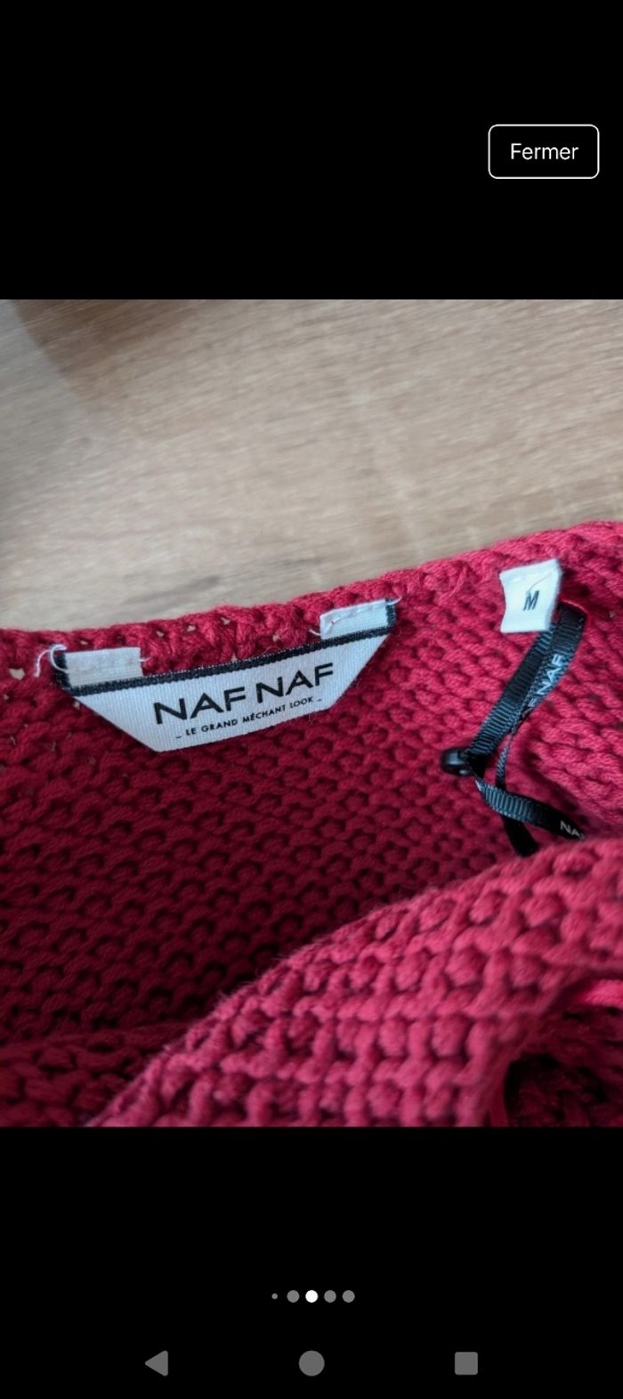 Magnifique pull neuf Naf Naf maille couleur framboise taille 38 en parfait état - photo numéro 6
