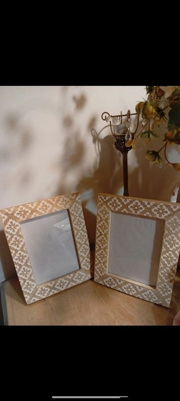 Lots de deux cadres photos en bois de manguier