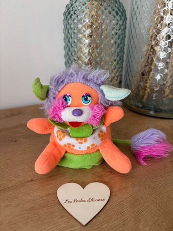 Petite peluche Popples orange fleurs
