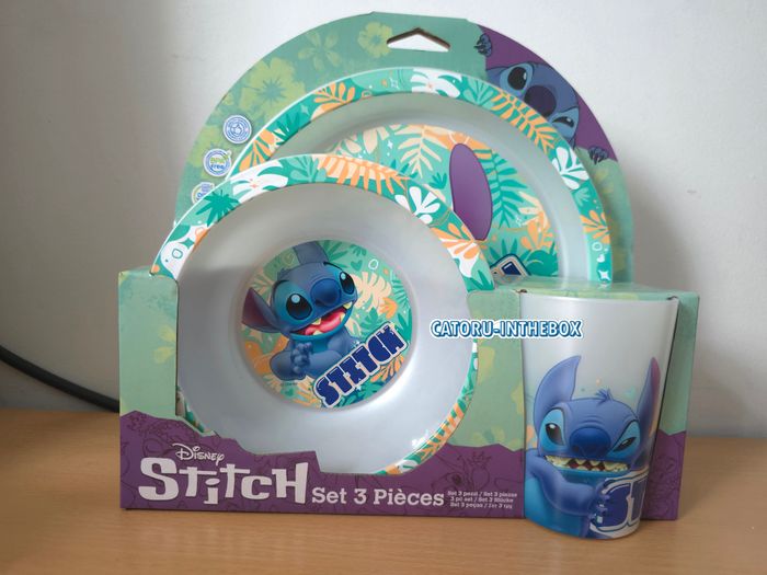Lot Assiette / Plate + Bol / Bowl + Gobelet / Cup Disney Stitch BPA FREE - photo numéro 2
