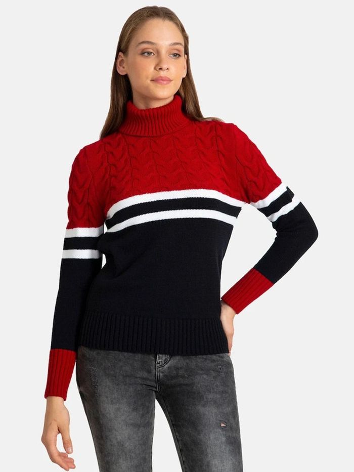 Pull-over JACEY de taille XL  de couleur:rouge-blanc-noir