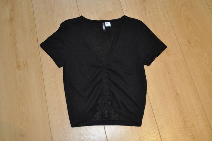 H&M top noir froncé t.XS tb état - photo numéro 2