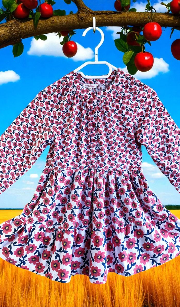 DPAM - ROBE FILLE MOTIF FLEURS, BAS ÉVASÉ AVEC VOLANT & TEINTES LUMINEUSES 10A - photo numéro 5