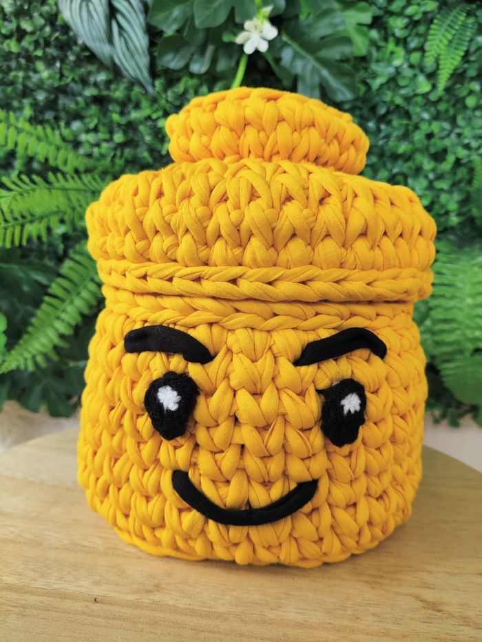 Panier au crochet en Trapilho style Lego - photo numéro 4