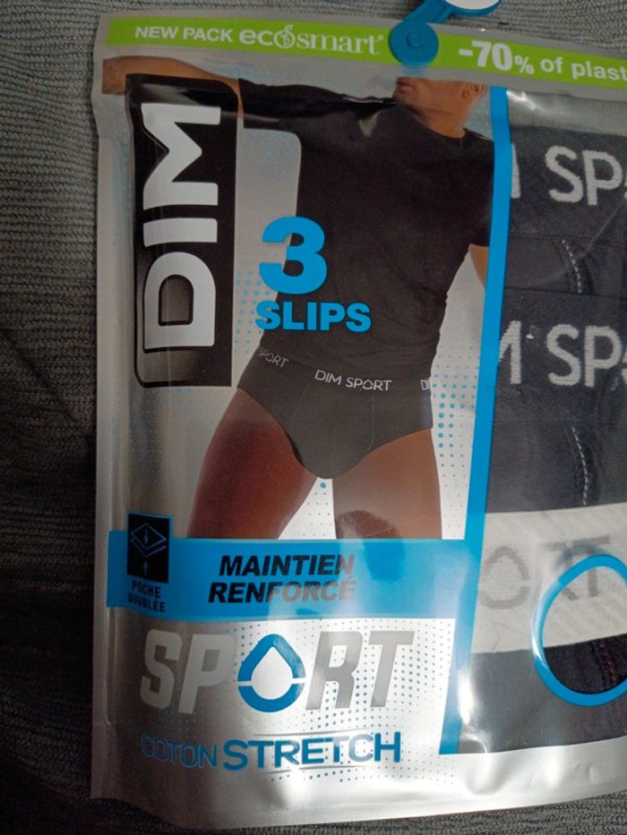 3 slips dim sport en coton stretch maintien renforcé taille s - photo numéro 2