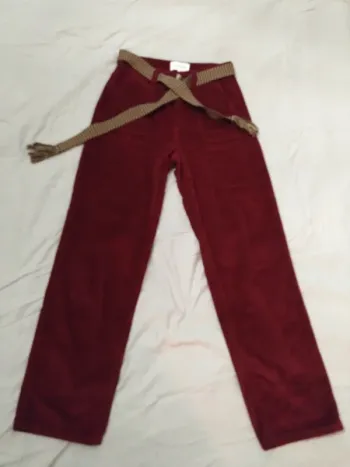 Pantalon La Petite Étoile T36 – velours côtelé bordeaux coton