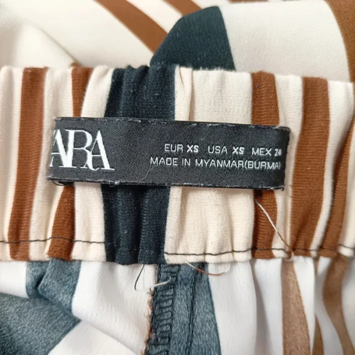 Pantalon Palazzo à rayures noires et marron, boutons à l'avant - XS Zara - A317 - photo numéro 8