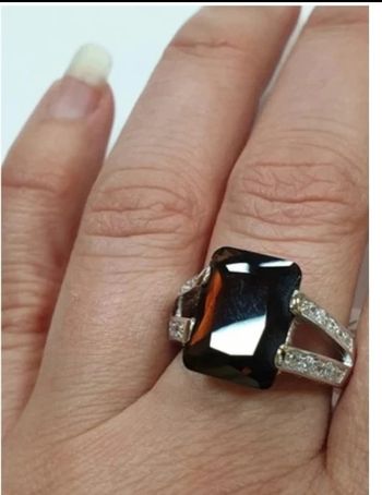 Neuve: Bague argent 925 et zirconium marron&blanc