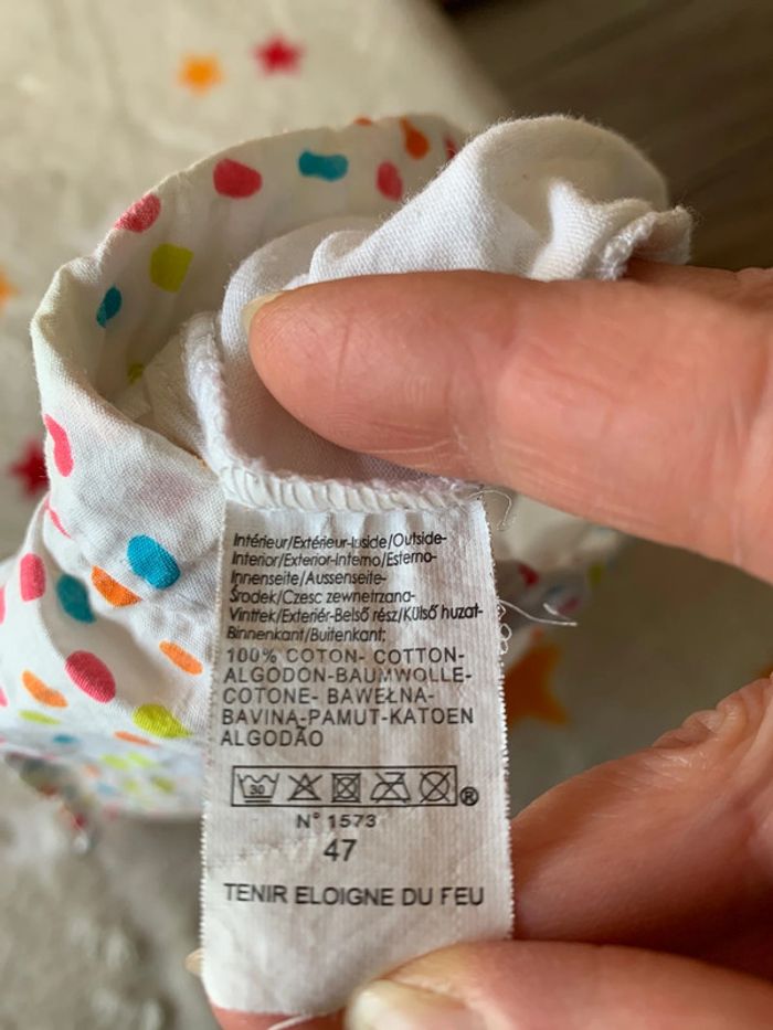 Bonnet d’été foulard bandana blanc et multicolore 6-12M - photo numéro 4