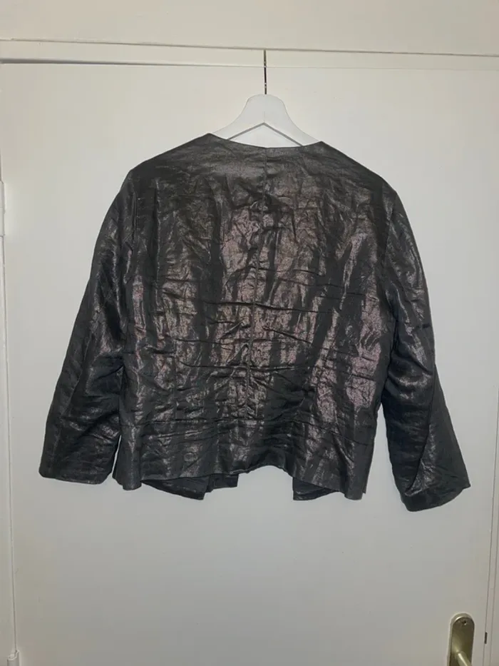 Veste grise métallisée lin Promod 44 - photo numéro 3