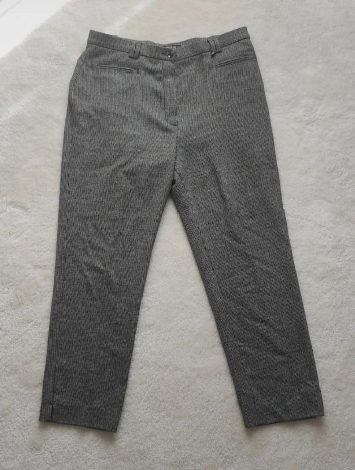 Pantalon droite style Chino Vintage Saint Hilaire 44 motif pieds de poule gris - photo numéro 2