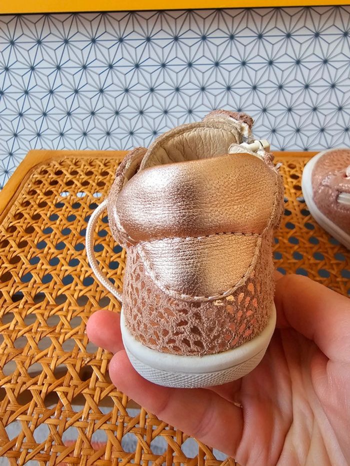 Baskets Bellamy zip + lacets cuivre rose doré 22 - photo numéro 6