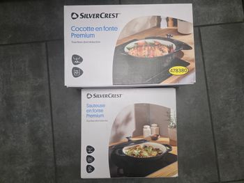 Lot cocotte + sauteuse en fonte NEUF 
