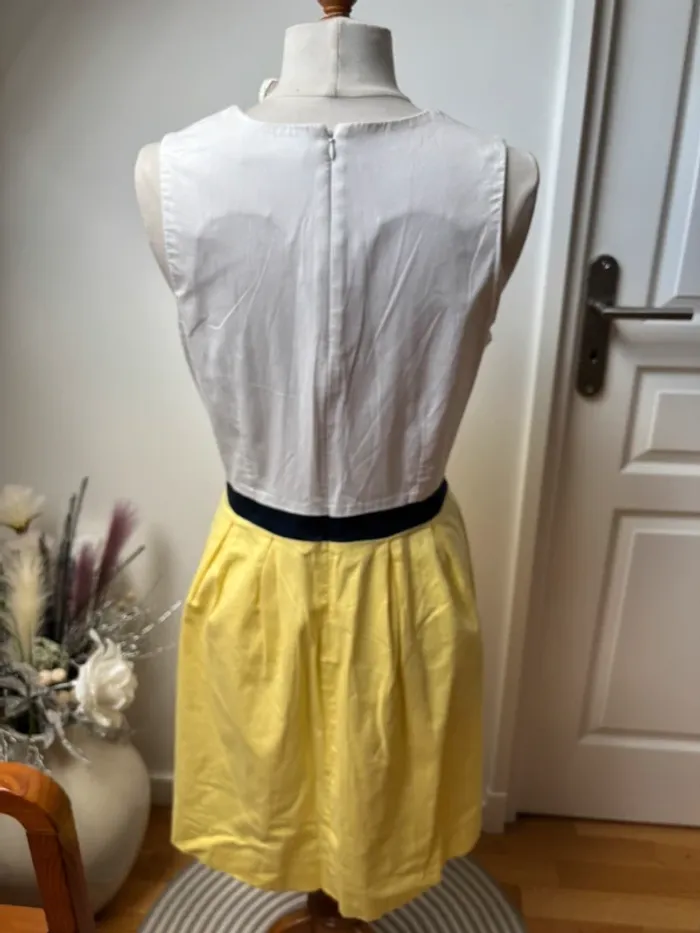 💛Sublime robe en coton blanche et jaune - Camaïeu - T42 - photo numéro 11