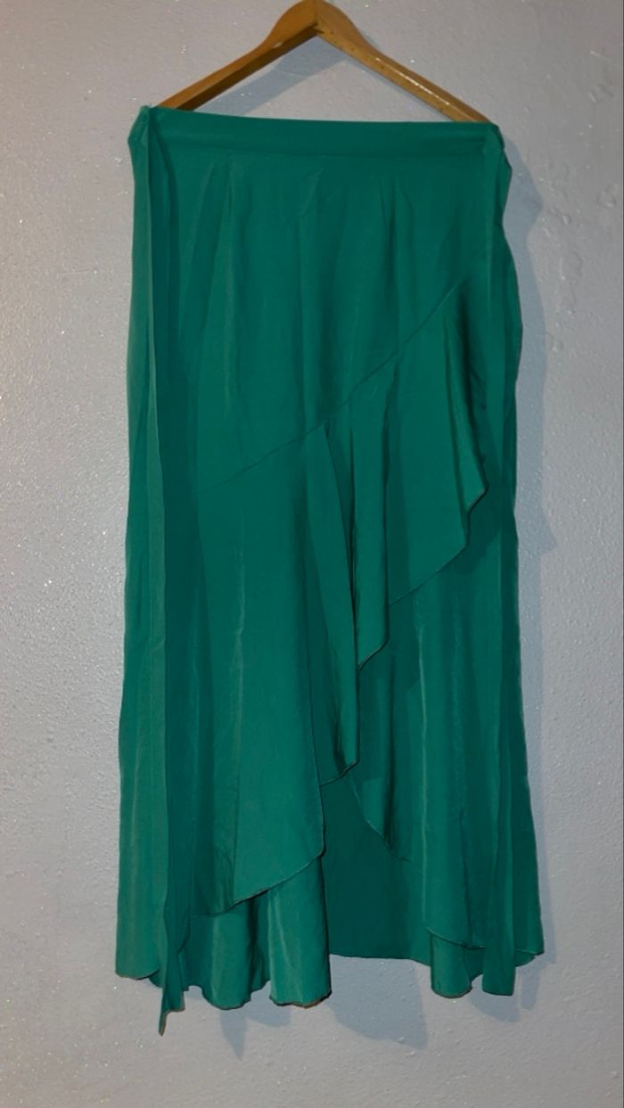 Jupe à volant longue verte