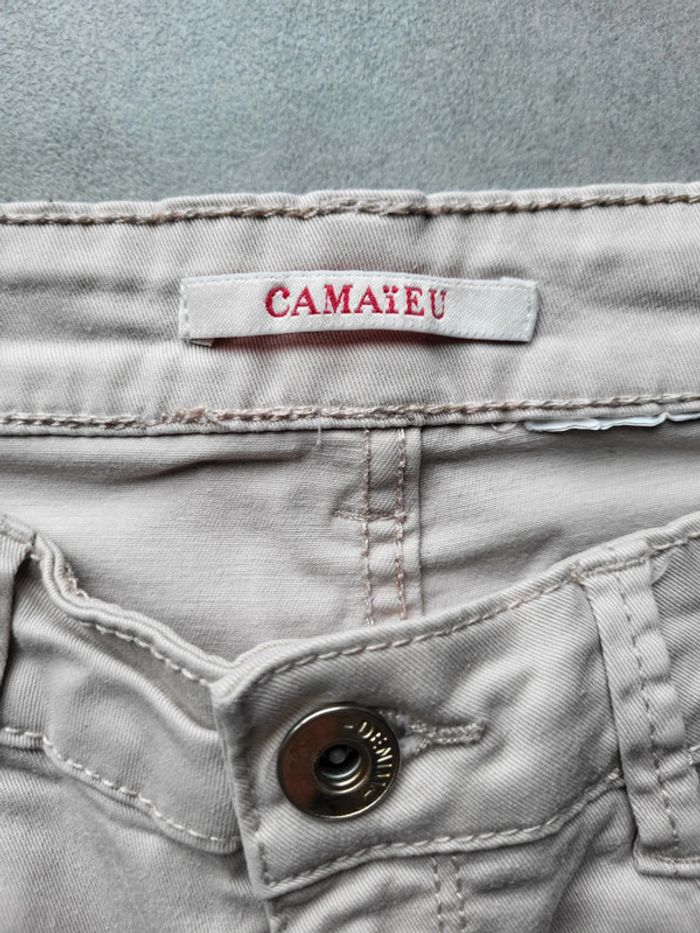 Pantalon coupe droite beige/crème Camaïeu - photo numéro 4