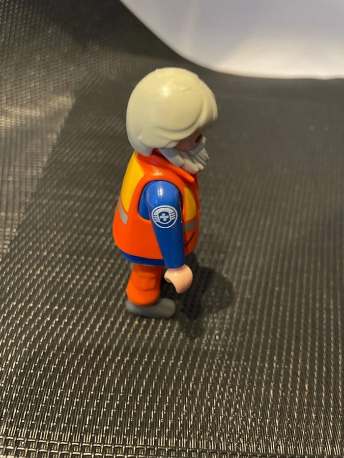 Playmobil figurine homme cheveux barbe gris lunettes rescue sauveteurs gardes côtes - photo numéro 4