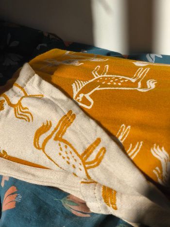 Écharpe t6 Roar over the rainbow moutarde au miel