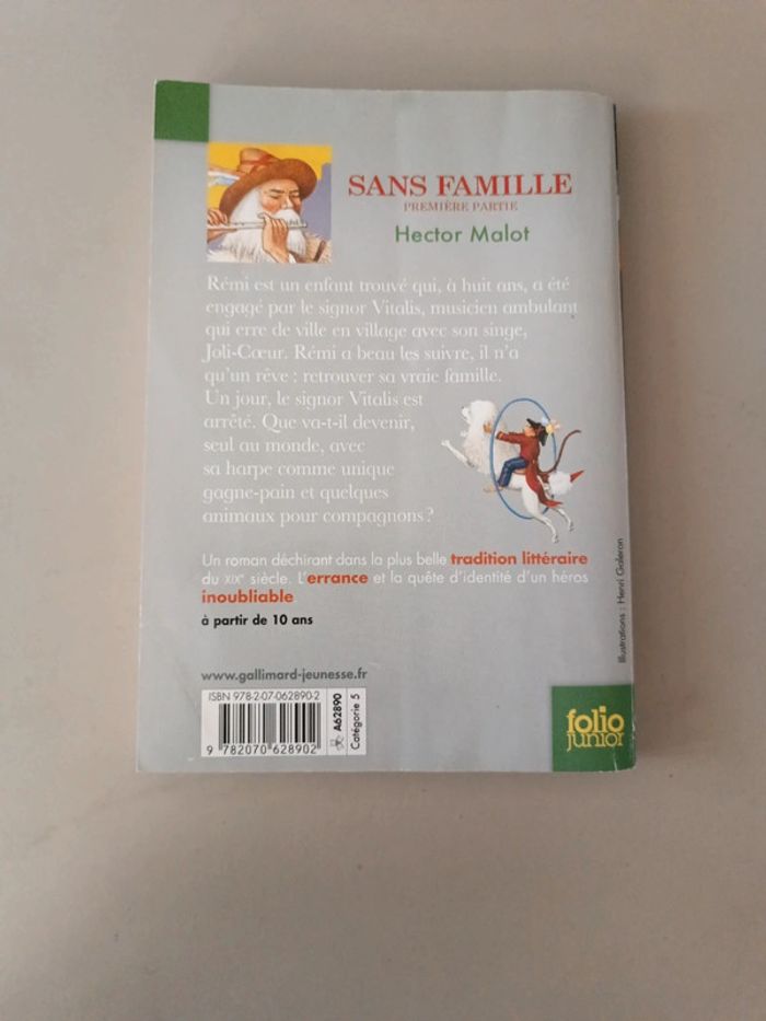 Sans famille première partie Hector malot numéro 612 Folio junior - photo numéro 2