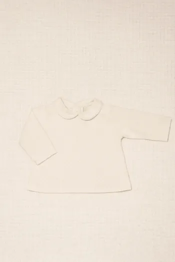 💚Haut bébé blanc à col Claudine – doux & élégant – 12 mois