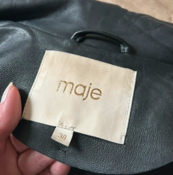 Maje veste perfecto en cuir agneau noir basalt femme, taille 38 - photo numéro 9