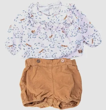 Ensemble T-shirt à manches longues + Short 6 mois en coton Carrément Beau