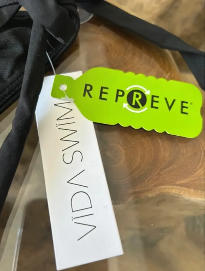 Bas de maillot de bain noir Vida Swim bijou doré ficelles - photo numéro 6