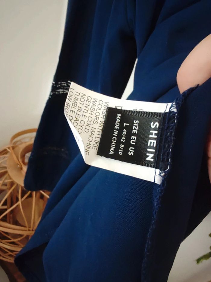 Blouse manches longues bleu marine ajourée - photo numéro 7