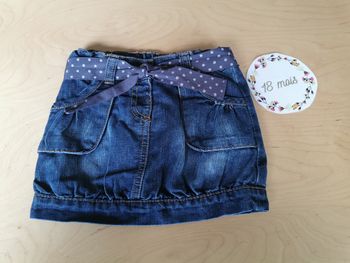 Jupe en jeans bébé fille 18 mois kidkanaï tbe