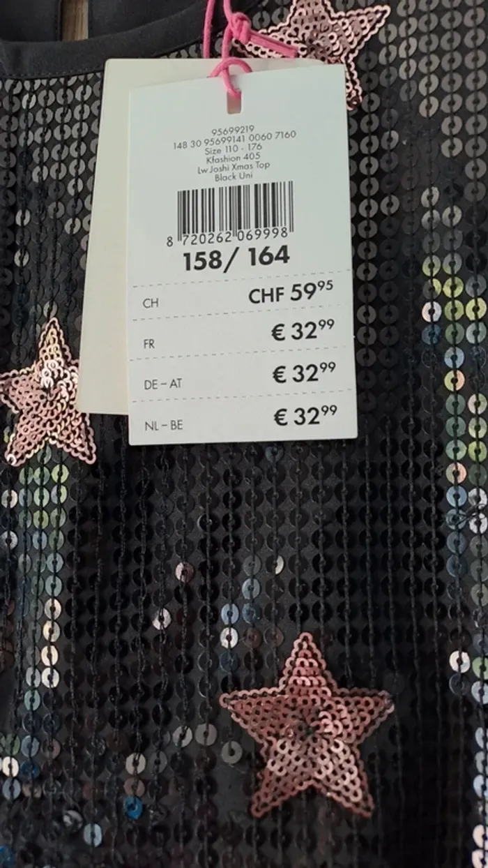 Blouse a sequins taille 158 164cm - photo numéro 2