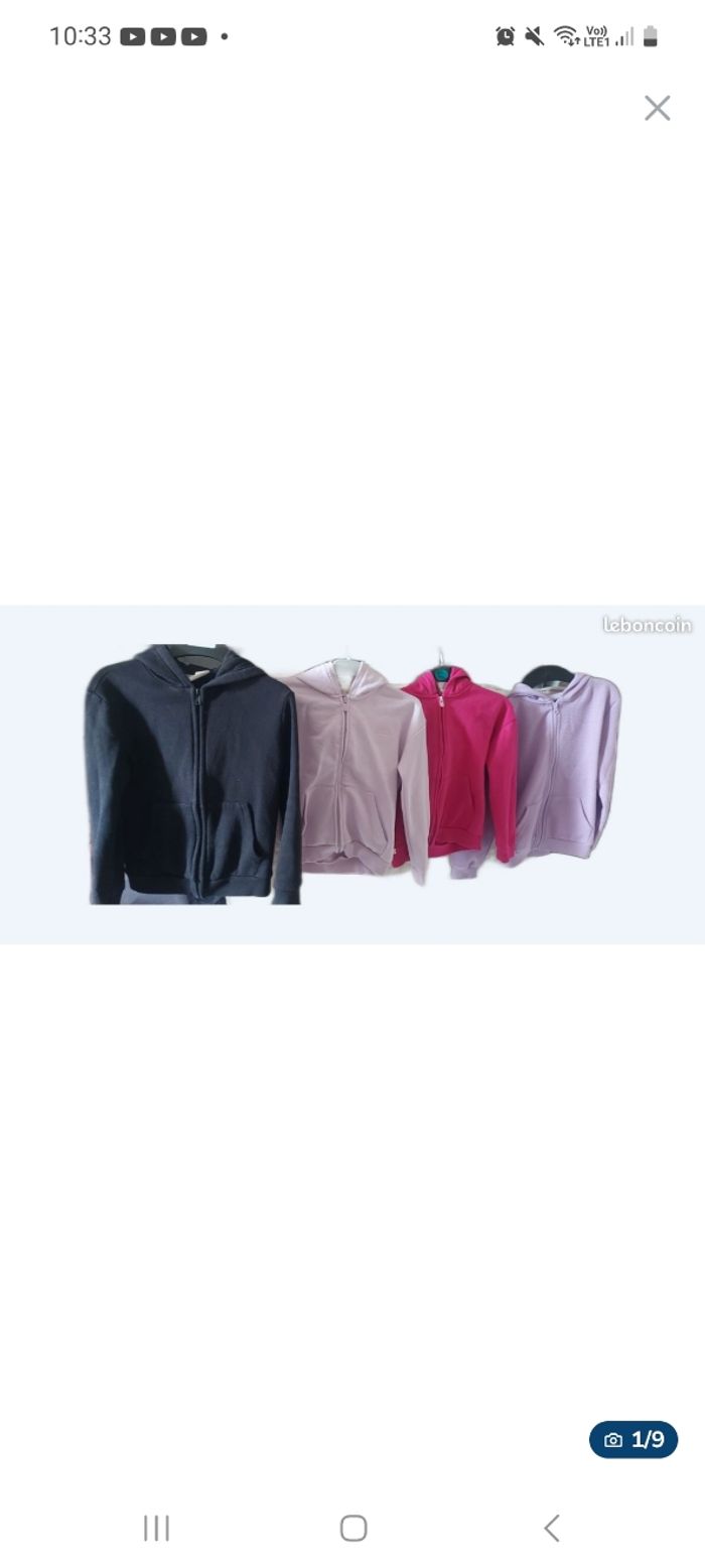 Lot se 4 sweats à capuche taille 8 ans - photo numéro 1