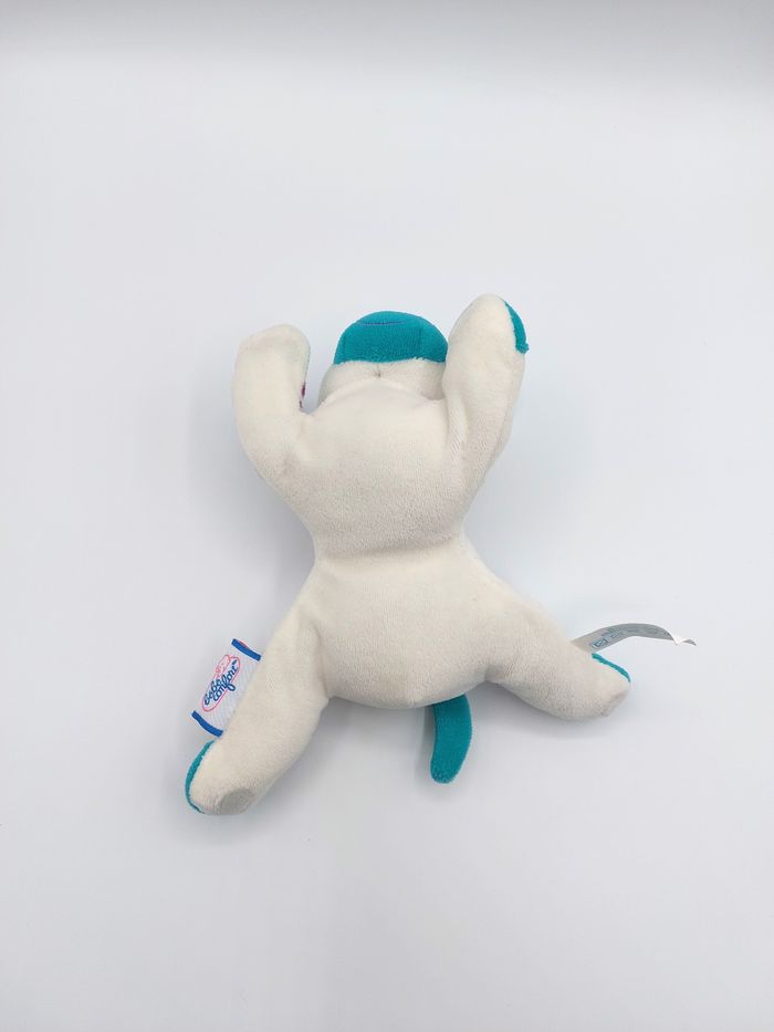 Petite peluche doudou zèbre blanc bleu mauve BEBE CONFORT grelot HS 18 cm aimant - photo numéro 3