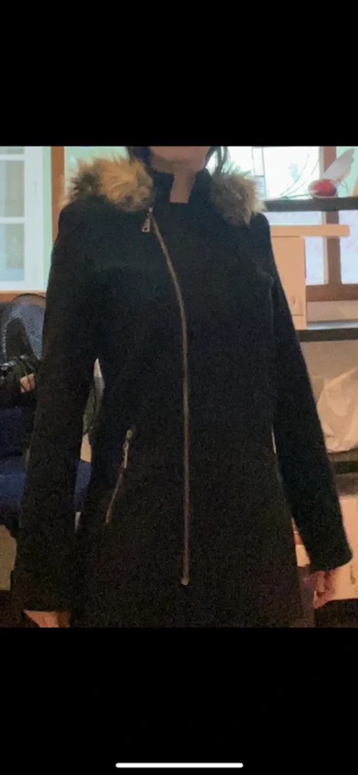Manteau zip avec capuche fourrure Made In Italy taille S - photo numéro 5