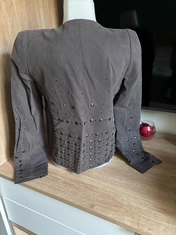 Veste grise bouton clouté en  relief comptoir des cotonniers taille S - photo numéro 5