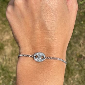 Bracelet argenté scintillant 100 % acier inoxydable/chirurgicale et hypoallergénique