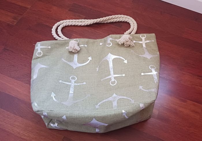 Sac vert motif ancres argentées - photo numéro 5