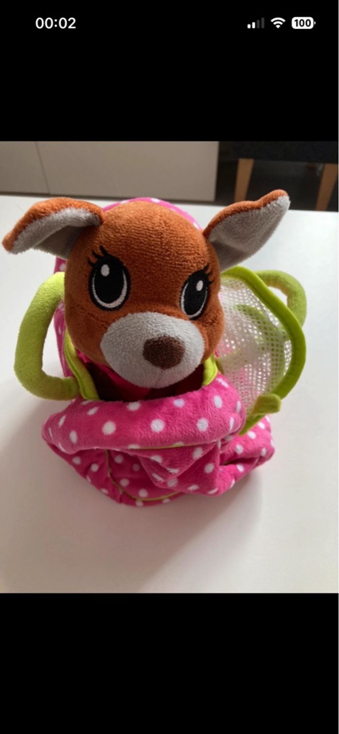 Petit chien et son panier/sac de transport coloris rose - photo numéro 2