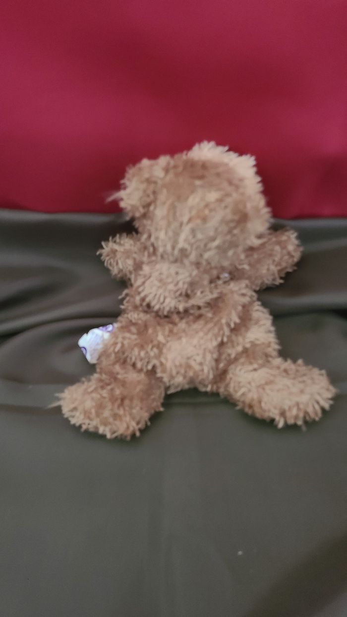 doudou ours chien marron beige microbilles couché mary meyer - photo numéro 3