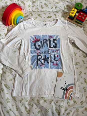 teeshirt manches longues blanc imprimé devant 7/8 ans tex