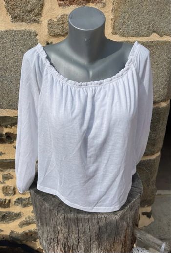 Blouse blanche à col bateau - Bershka 