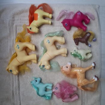 Lot de chevaux poneys avec longs cheveux