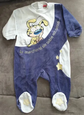 Pyjama velours Marsupilami bleu 6 mois