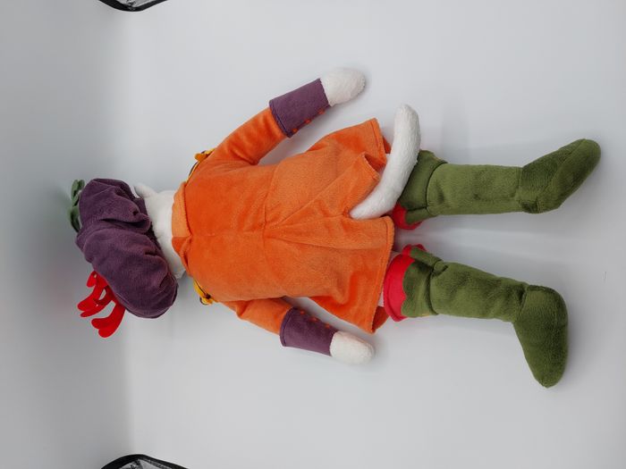 Peluche doudou chat botté blanc IKEA orange chapeau violet 50 cm TTBE - photo numéro 2