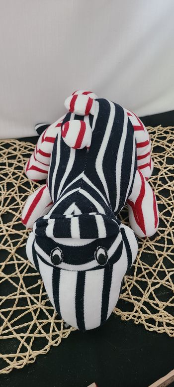 Peluche/Doudou Tyrannosaure Rex Dinosaure Bleu Blanc Rouge  Armor Lux
