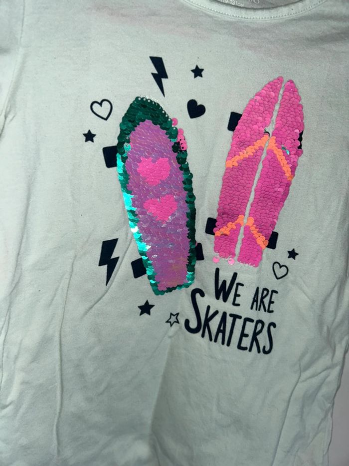 T-shirt manches courtes vert d’eau à sequins - 8 ans - In Extenso - photo numéro 2