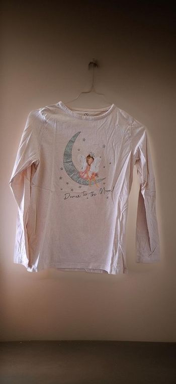 Tee-shirt manches longues Primark motif fée ballerine lune paillettes 12 ans