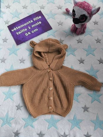 Gilet à capuche Cozy Cub - 1-3 mois - Marron - État : Excellent