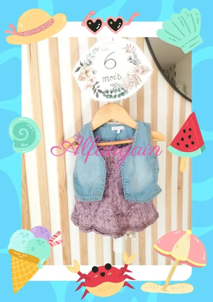 Ensemble blouse et Boléro jean 6mois