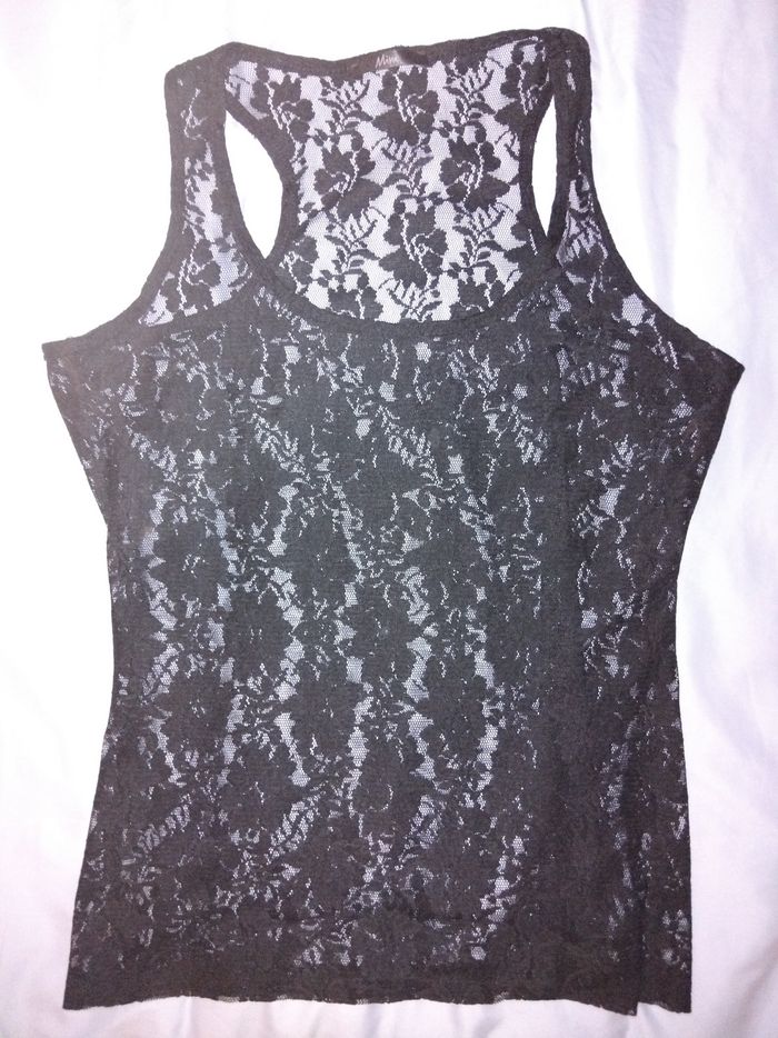 Débardeur femme dentelle noir transparent taille M