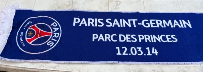 Écharpe PSG Ligue des Champions 2014 – Match contre Leverkusen + autographes verratti - photo numéro 5